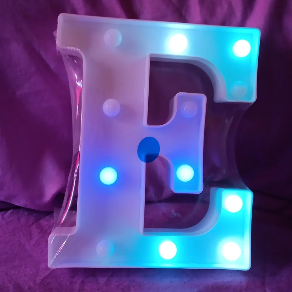 LED Light Up Letter E With Remote Blue